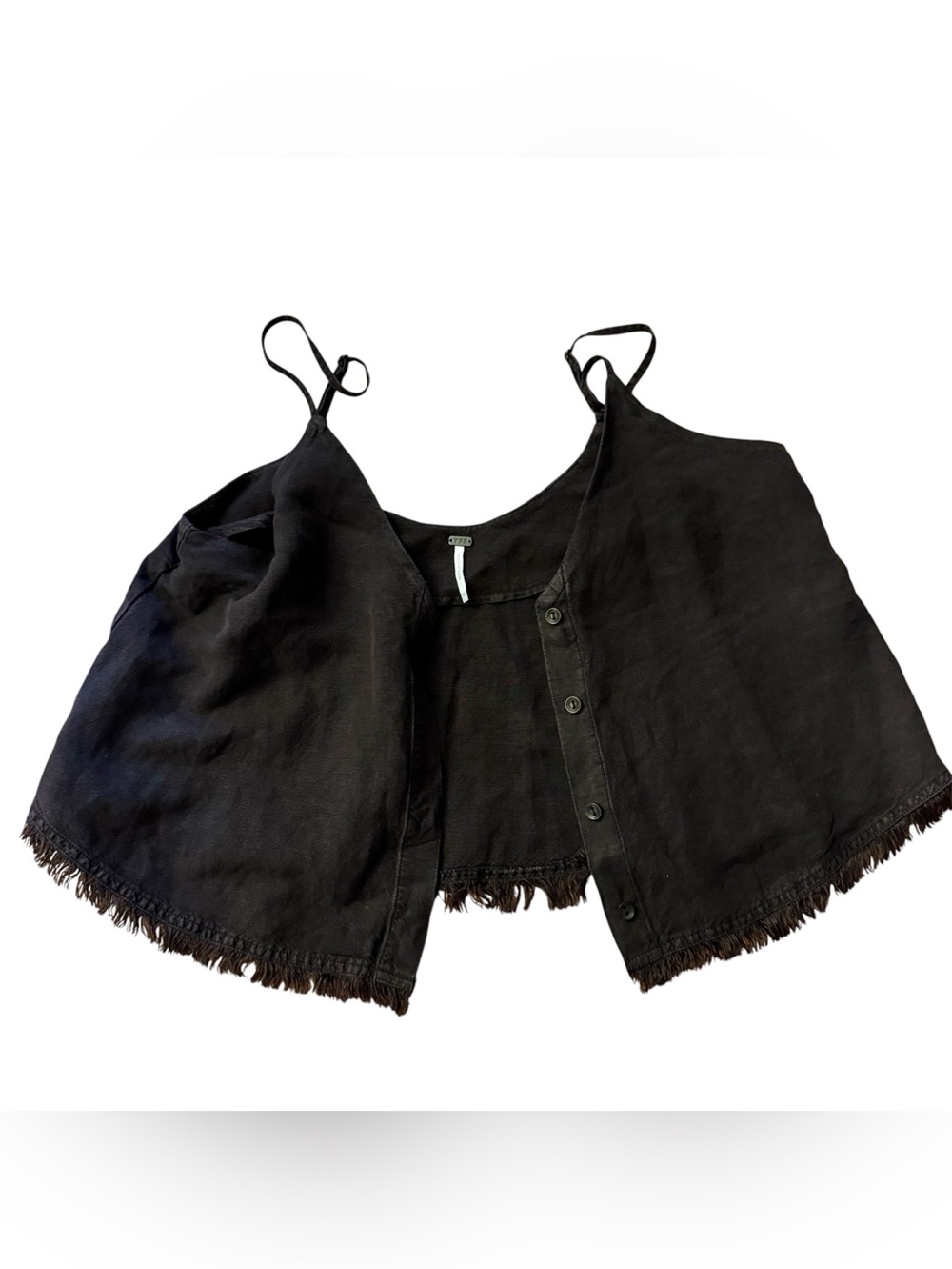 Young Fabulous & Broke Rehan cropped swing linen tank chocolate boho festival - Picture 8 of 10